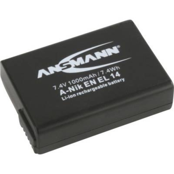 Батерия за фотоапарат, Ansmann, Съвместима с Nikon, 7,4 V, 1000 mAh, Черна