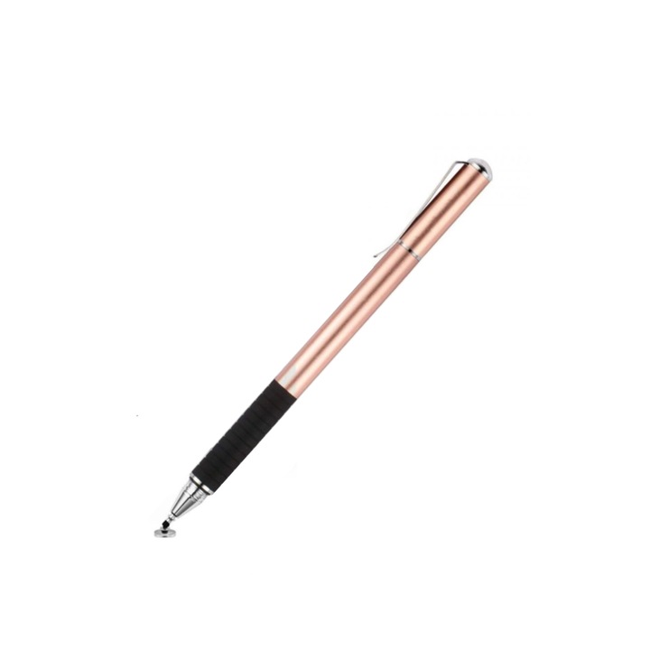Creion Stylus Pen cu 2 capete de utilizare pentru tableta, telefon sau laptop cu touch screen, Roz