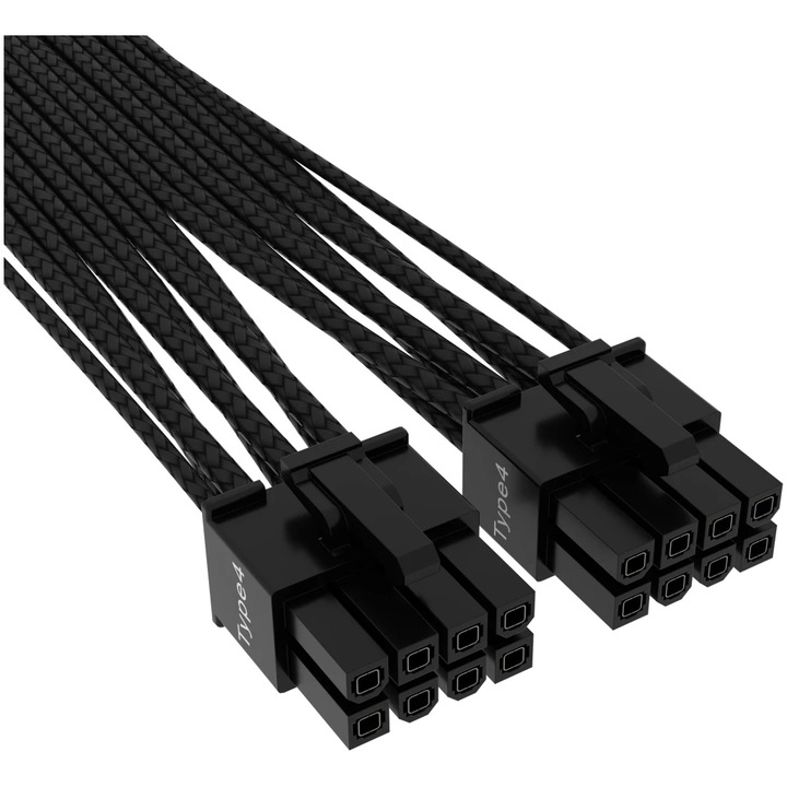 Захранващ кабел Corsair Premium 12+4pin PCIe Gen 5 12VHPWR, 600W, Тип 4, Черен