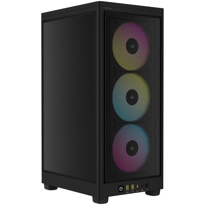 Компютърна кутия Corsair iCUE 2000D RGB AIRFLOW Mini-ITX small-form-factor case, Без захранване, Черен