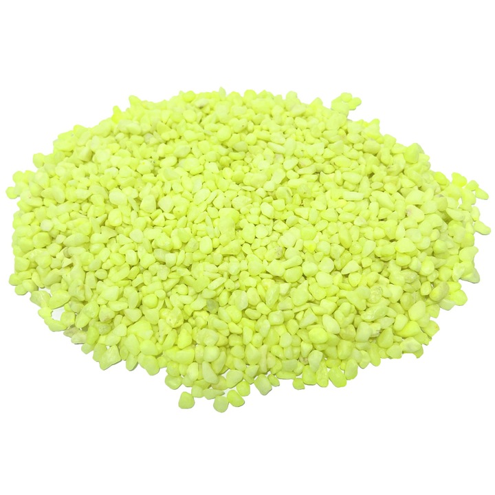 Pietris colorat acvariu culoare galben neon granulatie 5-10 mm punga 1 kg