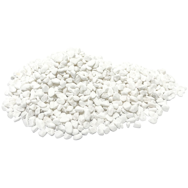 Pietris decorativ alb pentru acvariu granulatie 6-12 mm punga 1 kg