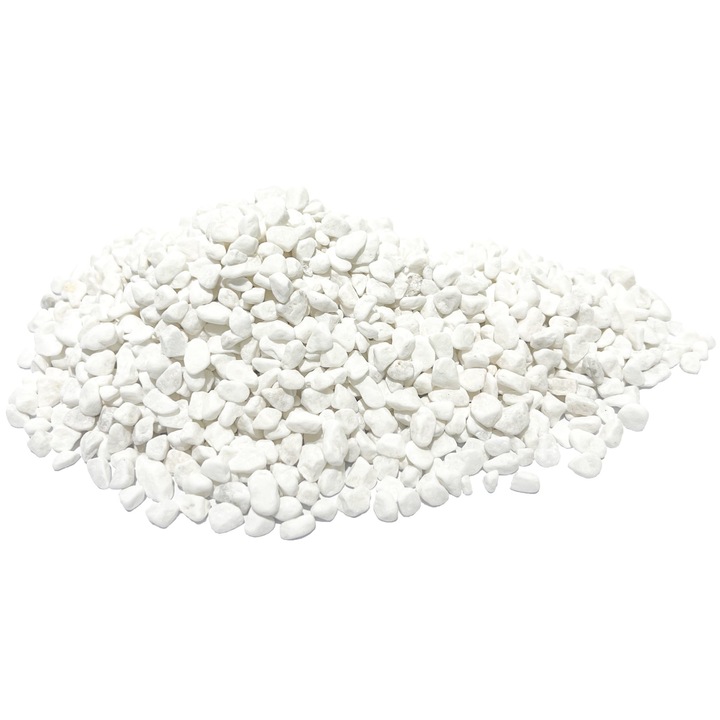 Pietris decorativ alb pentru acvariu granulatie 6-12 mm punga 1 kg