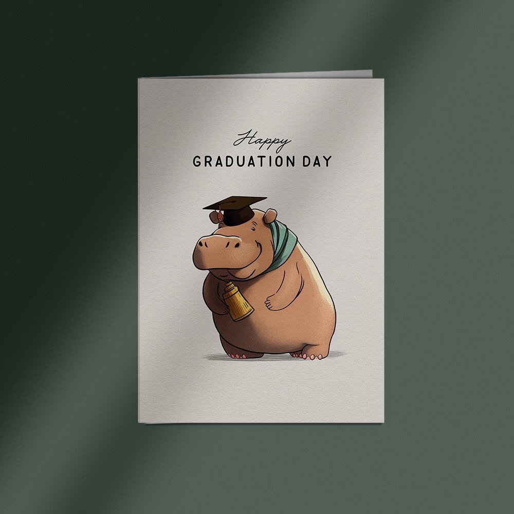 Felicitare Absolvire Happy Hippo Graduation Student, Zizula Cards, 105