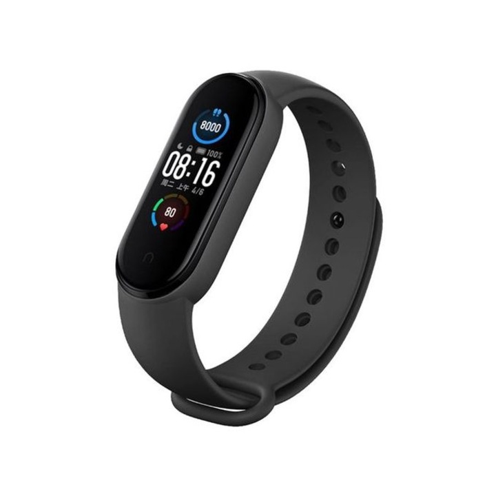 Curea bratara fitness compatibila cu Xiaomi Mi Band 8 si Mi Band 8 NFC, silicon, Negru