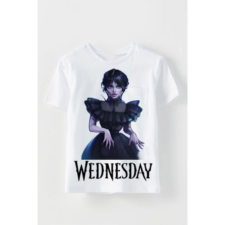 Fehér pamut gyerekpóló, személyre szabott szerda M7, Fehér