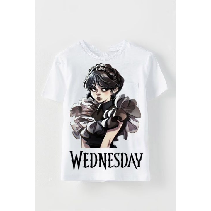 Fehér pamut gyerekpóló, személyre szabott szerda M3, Fehér