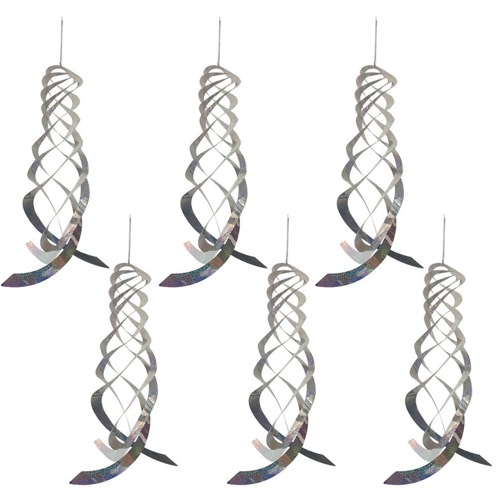 6 db-os kiegészítő szett, madárriasztó spirál, 45cm, Ezüst