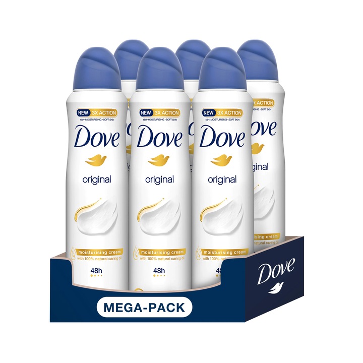 Комплект от 6 бр. Dove Original Deodorant 1/4 хидратиращ крем, 48 часа защита, 250 мл
