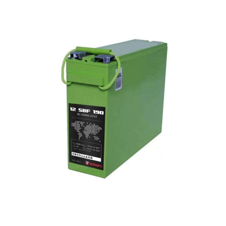 Baterie acida cu plumb, Solara, 190 Ah, Tensiune 12 V, 555 x 125 x 316, 50 kg, Verde