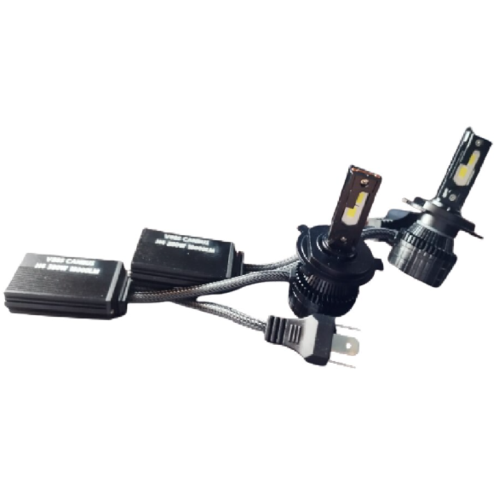 Set 2 becuri LED H4 V88s 2 faze 3 pini Canbus 380W lumina alb-rece 18000 lumeni