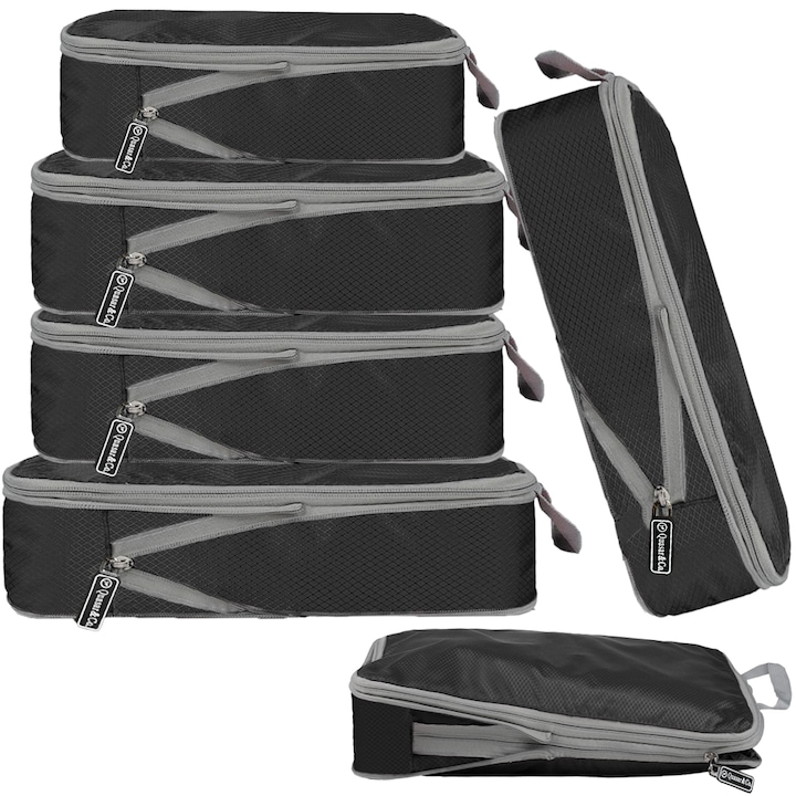 Комплект чанти-органайзери за куфари Quasar & Co., Полиестерни, Черен, 6 бр