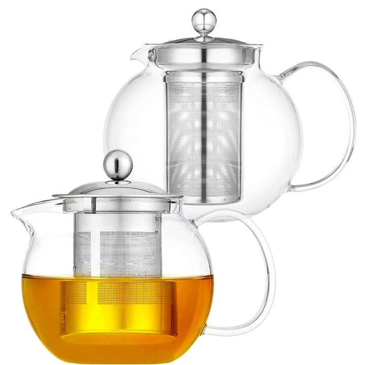 2 teáskanna infúzióval, Quasar & Co., tea/kávé tartályok, 1,4 l, átlátszó