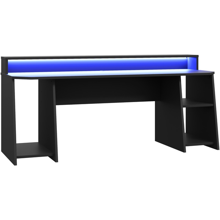 Birou Kring Gaming, dimensiuni 200x91x72 cm, culoare negru, include iluminare LED