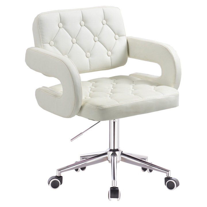 Scaun de birou, Votana, HR8403K, Piele Ecologica, Alb