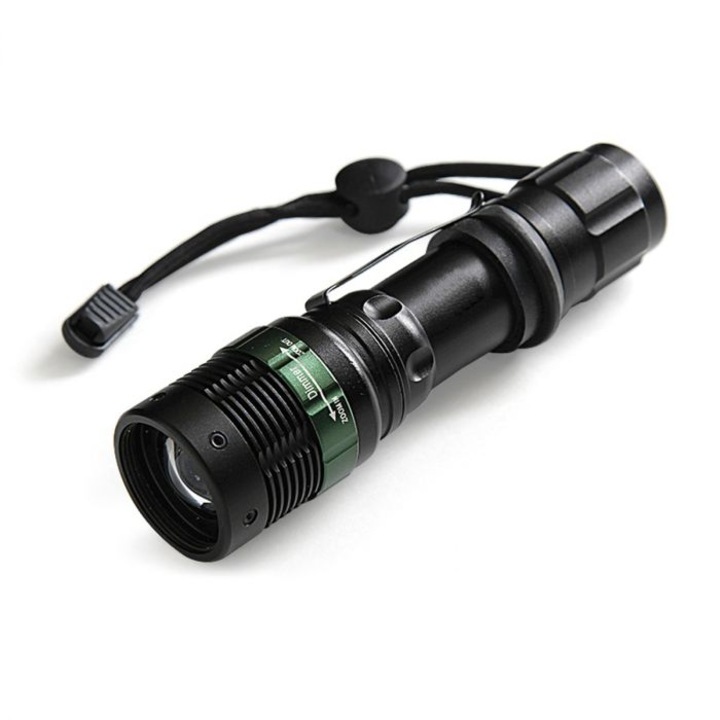 LED фенер, 3W и 150lm, скоба, 133x37x24mm, 3xAAA батерии, алуминий, черен