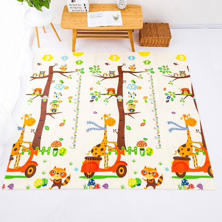 Бебешко килимче, Giraffe on a bicycle and the Wonderful Forest, Сгъваемо, Топлоизолиращо, 2 страни, 200х180 см