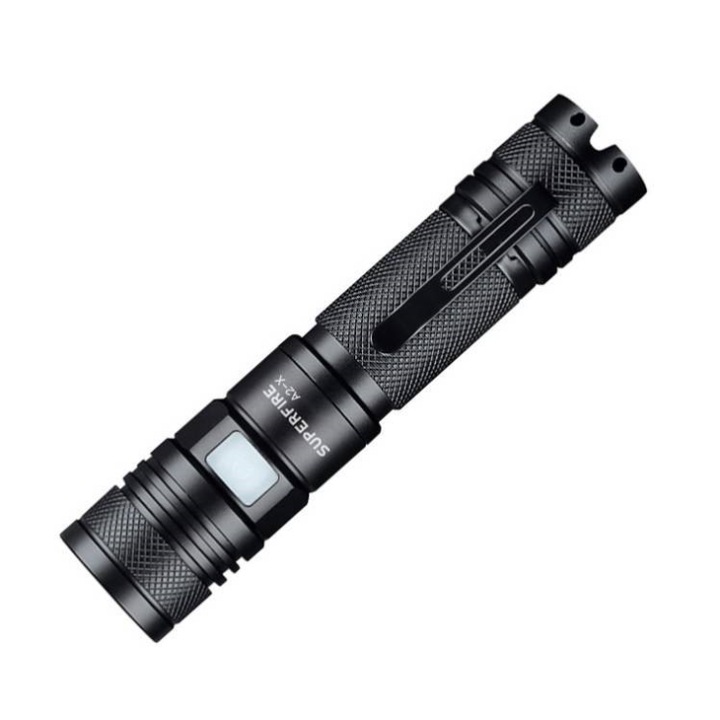Superfire A2-X 400 lm zseblámpa, Többfunkciós, fémes és elegáns eszköz fekete színben