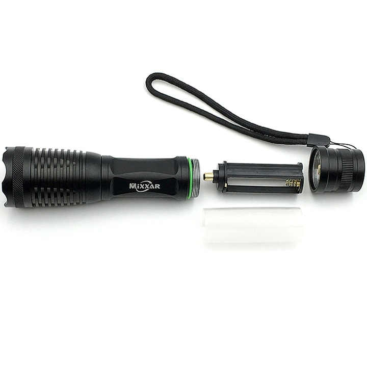 1000 лумена XM-L2 T6 LED фенерче, включено зарядно за батерията, 5 режима на светене и кутия за съхранение, предлага се в черно