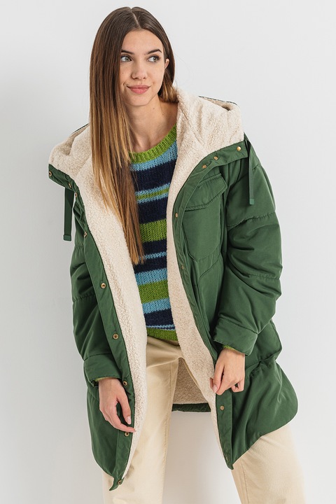 Max&Co, Geaca cu caprtuseala teddy Ariete, Verde feriga