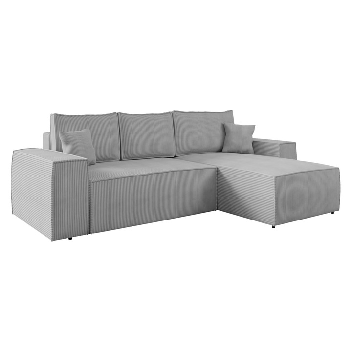 Coltar Maryn L Reiat, MIRJAN24, gri, dreapta, 279x181x94 cm