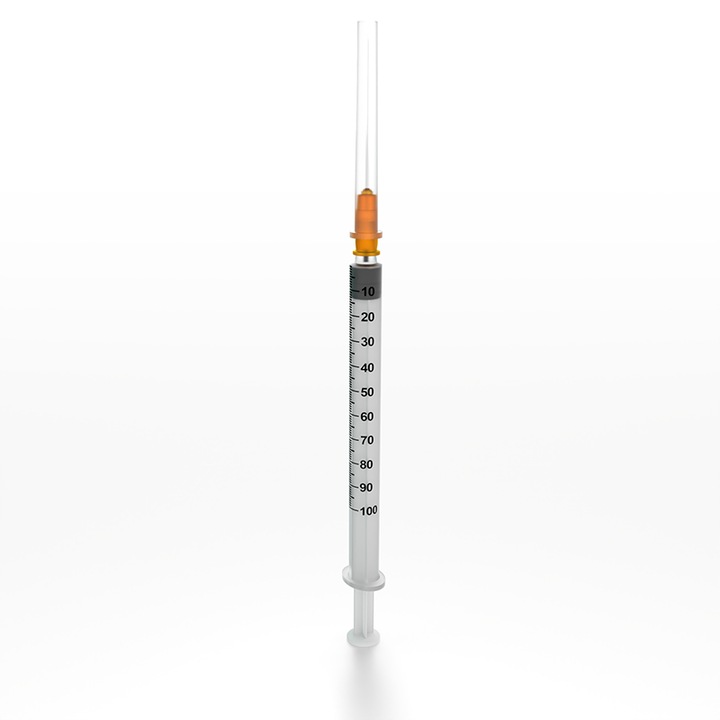 Комплект от 50 броя Спринцовки 1 ml Luer Slip с игла 13 mm G26, 3 броя, Dr. Mayer