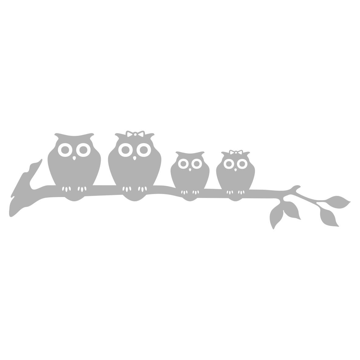 Sticker auto - Familie bufnite - 45 x 13 cm - Argintiu