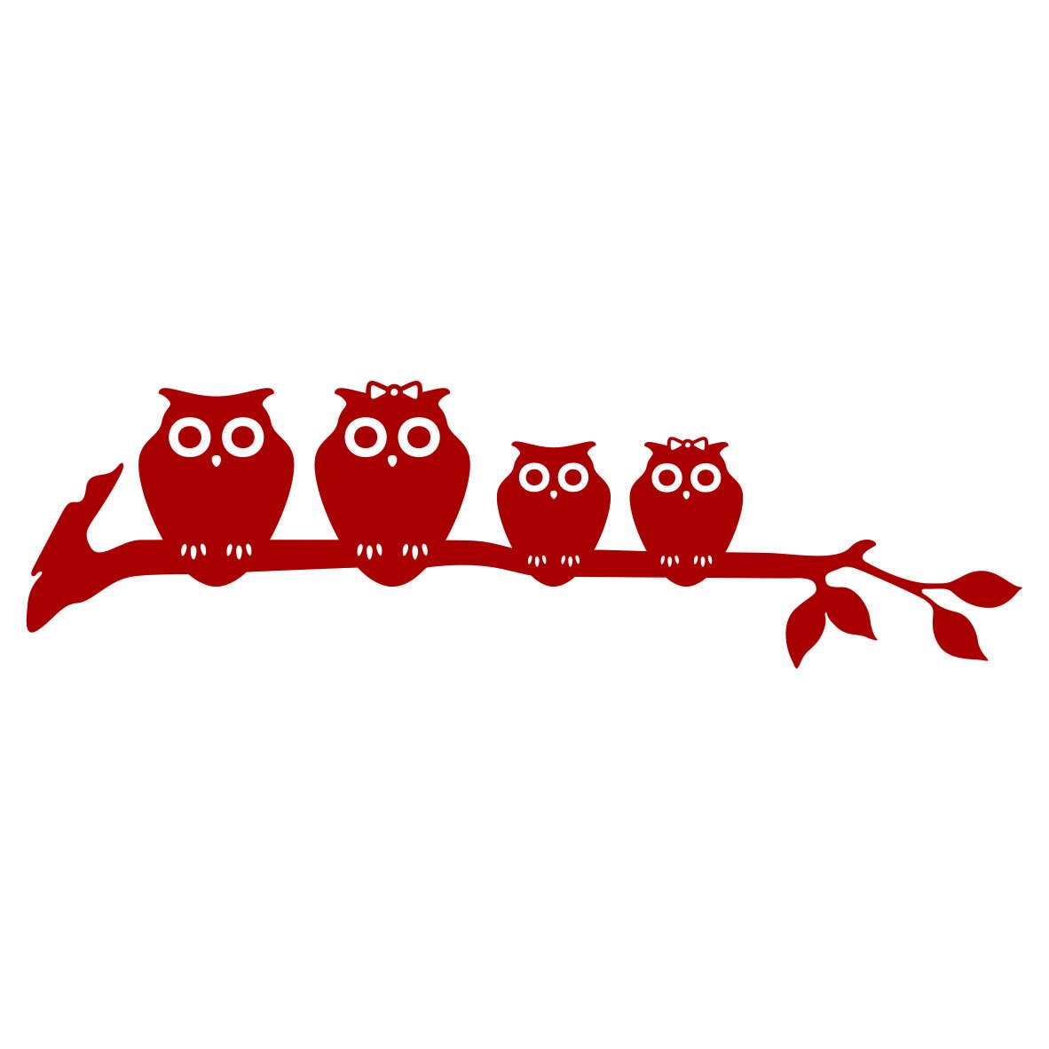 Sticker auto - Familie bufnite - 45 x 13 cm - Rosu inchis