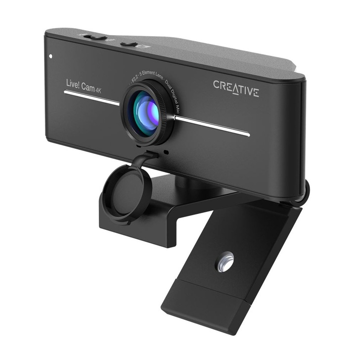 Camera web Creative LIVE! Cam Sync V4, 4K UHD, senzor Sony IMX 8MP, Backlight, Focus Manual, filmare la 95°, 2 microfoane