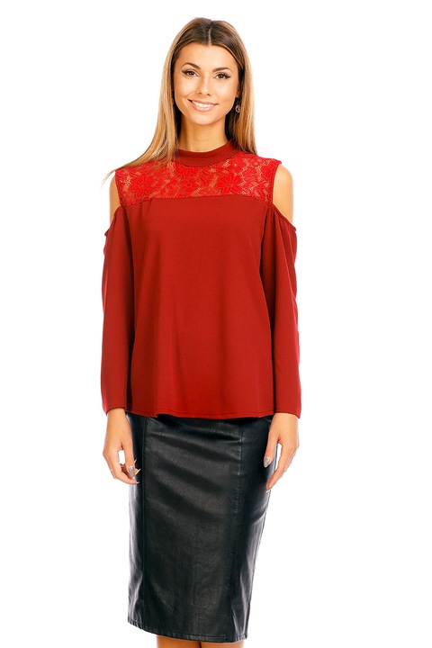Bluza eleganta cu umerii goi, Bordeaux, 36-38