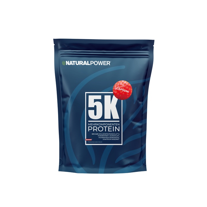 Proteina complexa – 5 componente, Natural Power, aroma de capsuni, 500g