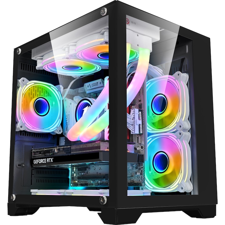 Калъф 1STPLAYER Gaming MV5, ARGB, Cube-Tower, без захранване, черен цвят