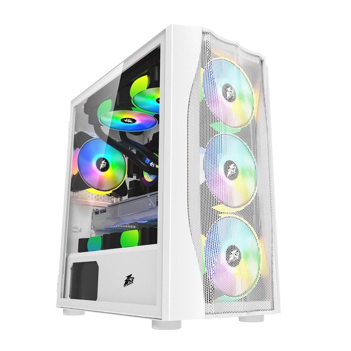 Carcasa 1STPLAYER Gaming X3-M, RGB, Mid-Tower, fara sursa, white