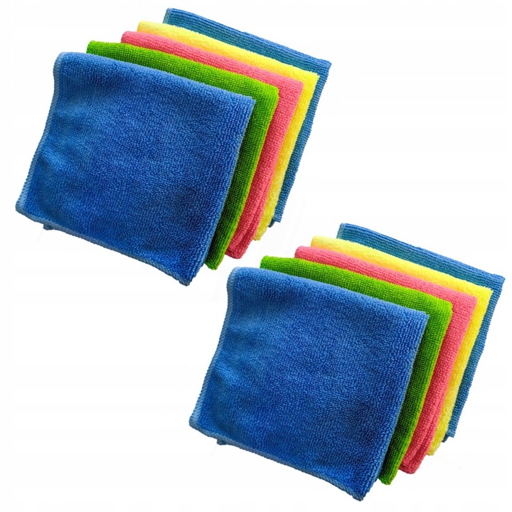 Set 10 lavete auto, Microfibra, 30x30 cm, Multicolor