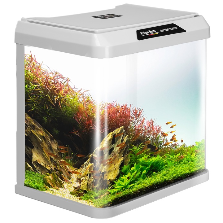 Acvariu echipat, set complet, Kruger Meier Como Aquarium, alb, 16l