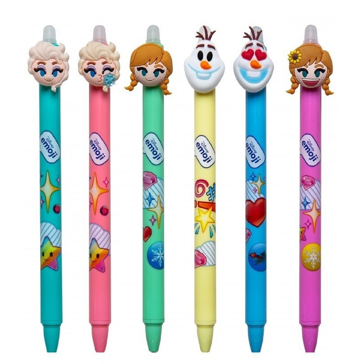 Комплект от 6 химикалки с гумичка, CoolPack, модел Frozen, Многоцветен