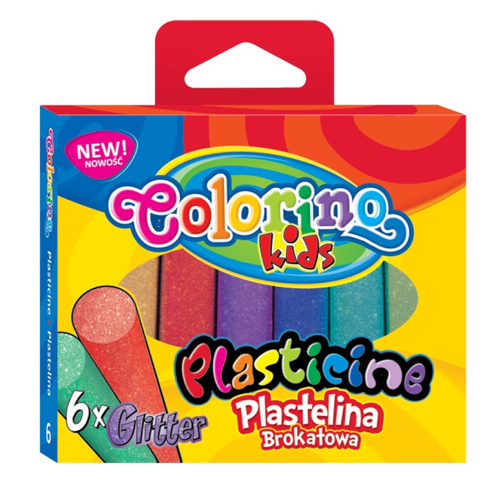 Пластилин, Colorino, 6 цвята, С блясък, Многоцветен