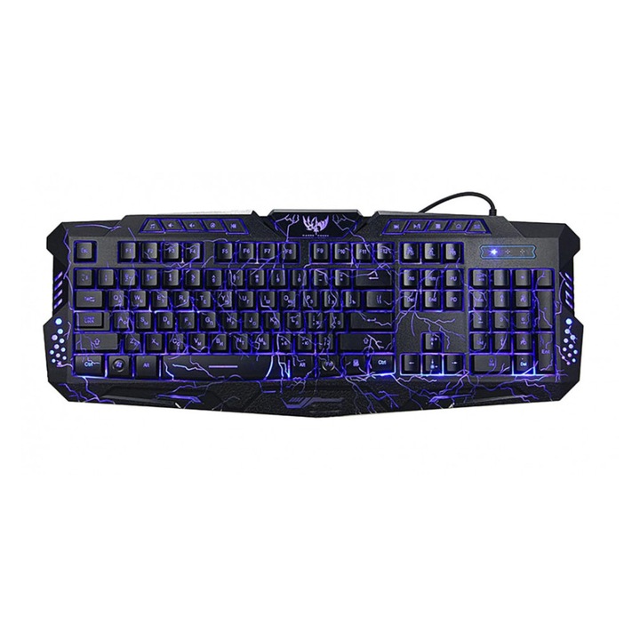 Vezetékes billentyűzet M200, USB, nemzetközi elrendezés, RGB világítás, fekete