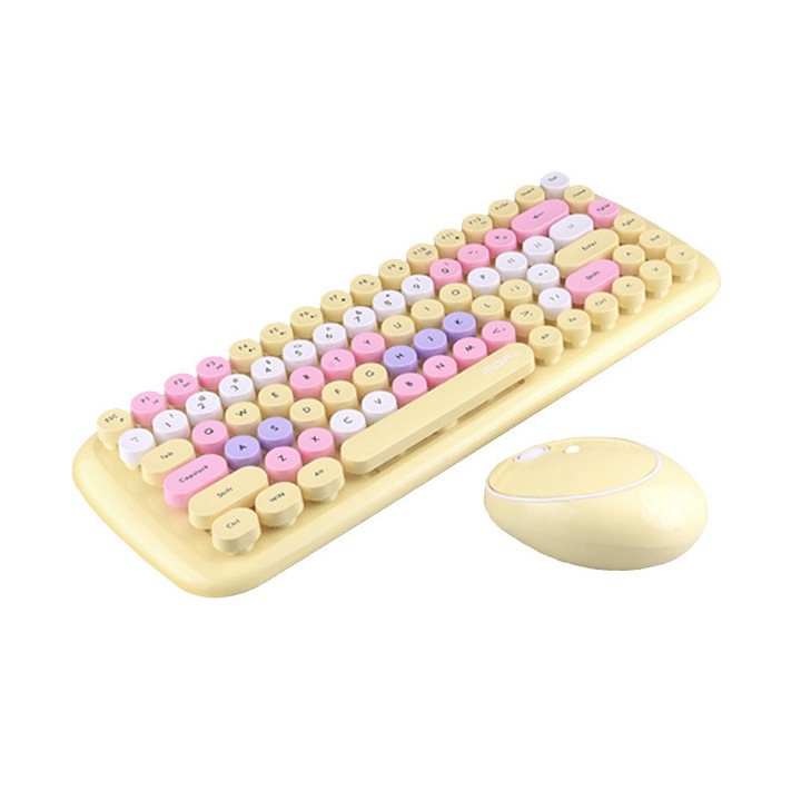 MOFII vezeték nélküli billentyűzet + egér, Candy, nemzetközi elrendezés, Sárga/multicolor