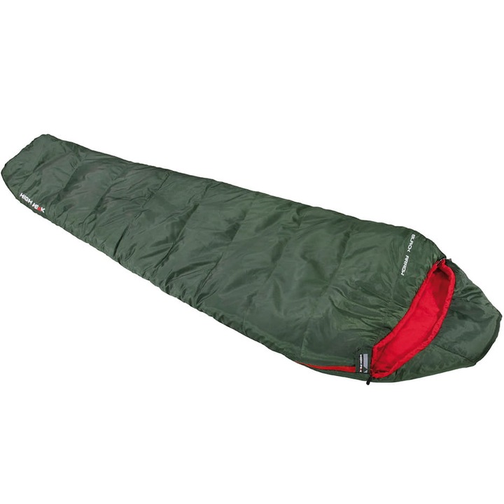 Sac de dormit, High Peak Black Arrow, Nylon, Verde/Rosu, 220cm x 80cm x 50cm