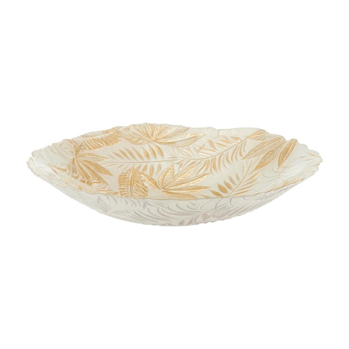 Amazon Gold salátástál, Villa Italia, üveg, 40 cm, fehér/arany