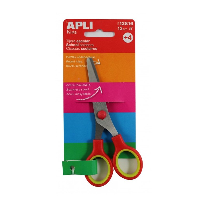 Foarfeca scolari Apli grip rosu 13cm taiere dreapta (AL002005)
