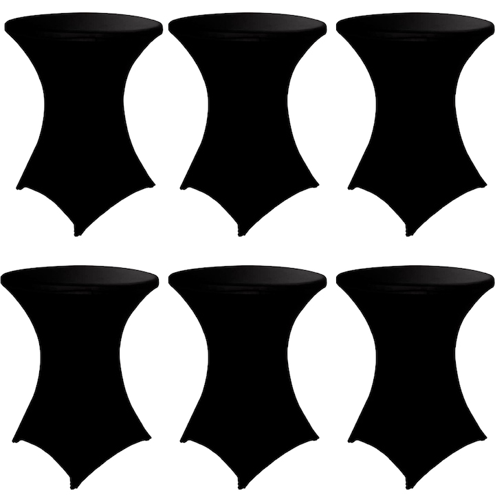 Комплект Покривки за маса за събития Quasar & Co., за коктейли и кетъринг, полиестер, d 75-85 cm, h 110-120 cm, 6 бр., Черен