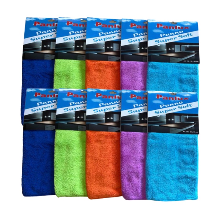 Set Lavete Profesionale PANLUX "Super Soft" Microfibra - 35x35cm 10 buc