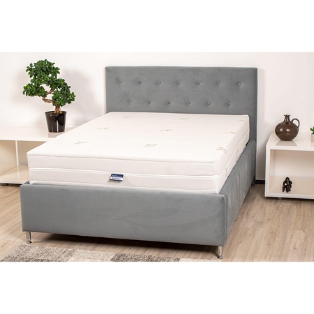 Saltea Somnart XXL Memory Aloe Vera pentru persoane cu greutate. 180x200x25 cm, cu spuma poliuretanica cu 3 cm memorie, husa detasabila, fermitate extra ferma