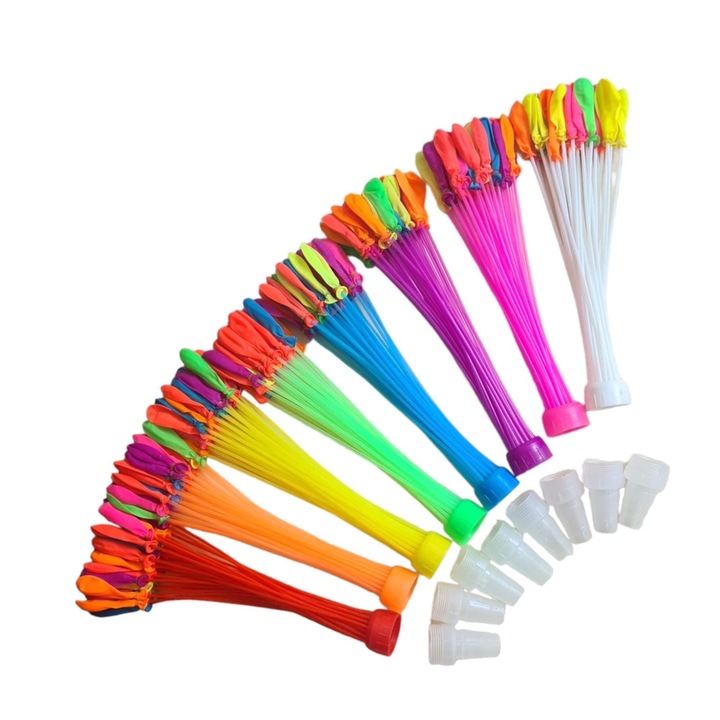 Комплект от 296 цветни водни балона, със система за бързо пълнене, адаптер и самозапечатване