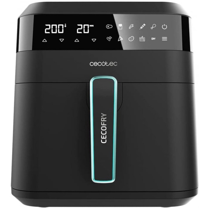 Фритюрник с горещ въздух Cecotec Cecofry Experience 6000, 1700W, 6 л, Сензорно управление, 9 предварително зададени програми, Черен