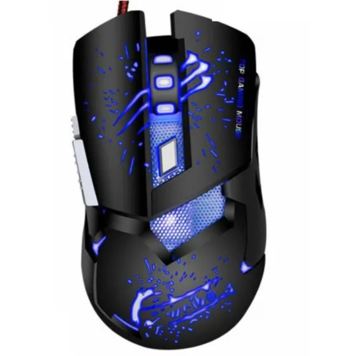Mouse Gaming Weibo, S10 cu senzor optic rezolutie 1600/2400/3200 DPI, Albastru