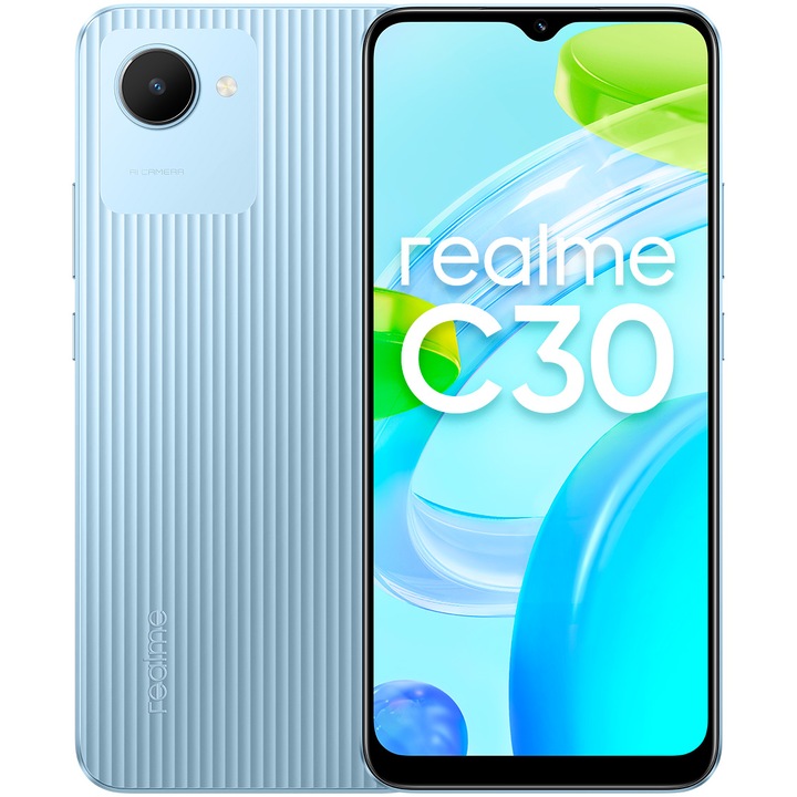 Realme C30 Mobiltelefon, Dual SIM, 3GB RAM, 32GB, 4G, Lake Blue