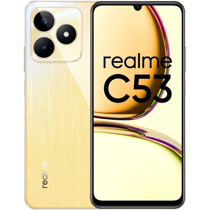 realme C53 Mobiltelefon, Kártyafüggetlen, Dual SIM, 6GB RAM, 128GB, 4G, Arany